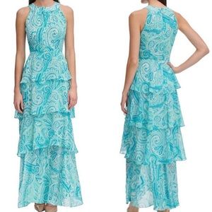 Tommy Hilfiger Aqua Paisley Maxi Dress - Size 8